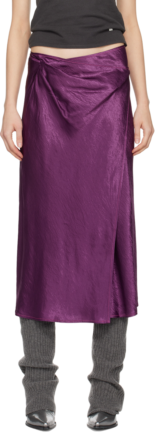 цена Пурпурная юбка-миди с запахом Acne Studios