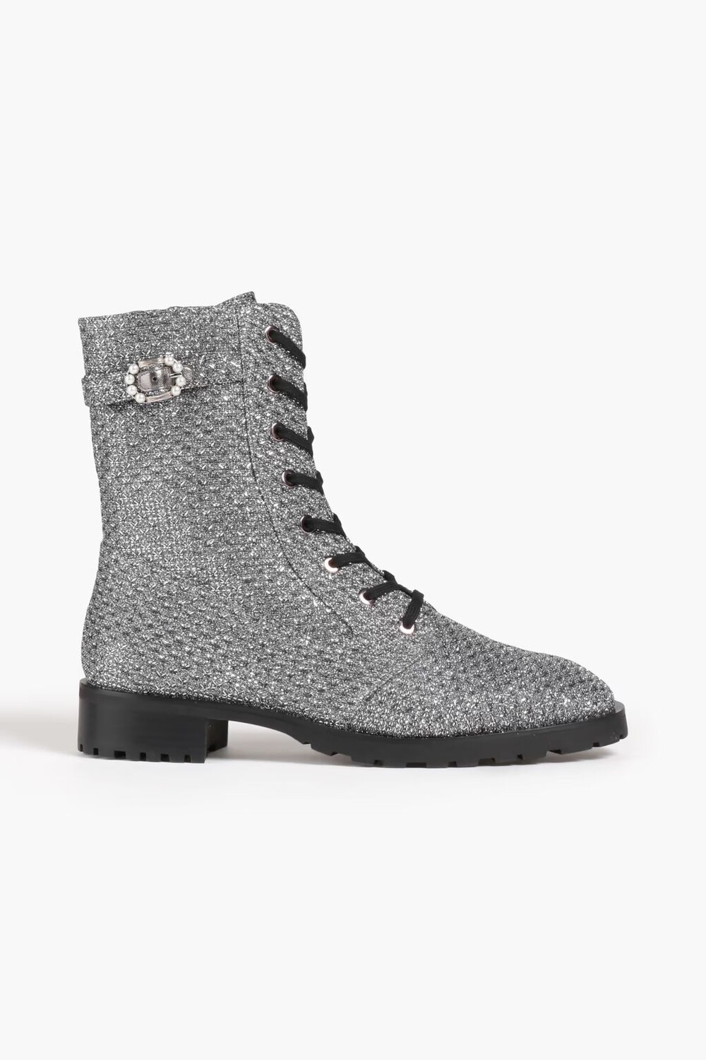 

Ботинки в стиле милитари Dazzle с декором из ламе Stuart Weitzman, бронза