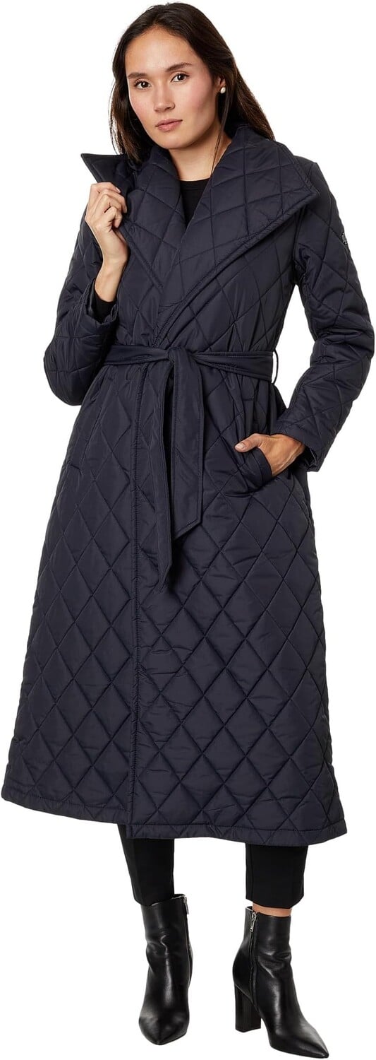 

Пальто LAUREN Ralph Lauren Diamond Belted Maxi with Metal Sleeve Patch, цвет Dark Navy