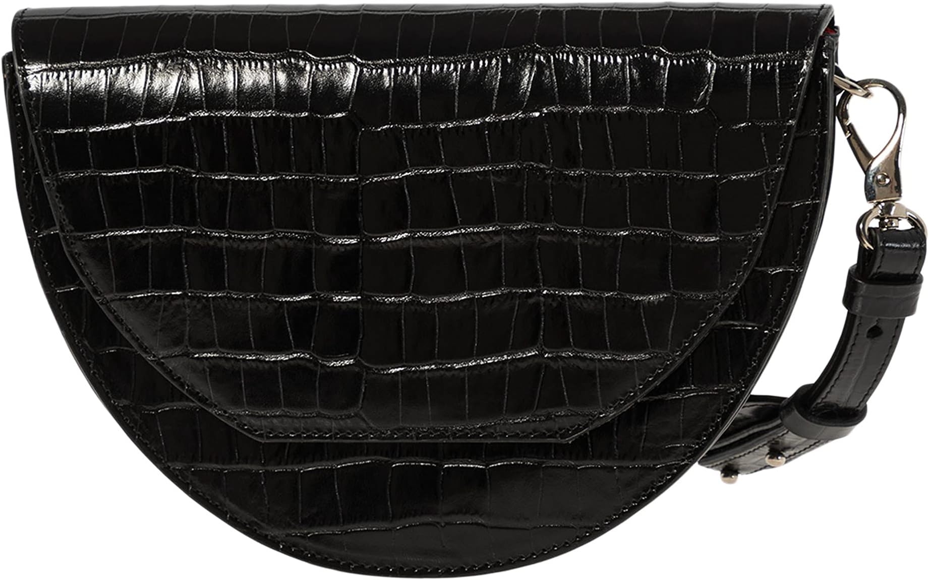 Седельная сумка Lune Joanna Maxham, цвет Black Croco Embossed Leather/Nickel