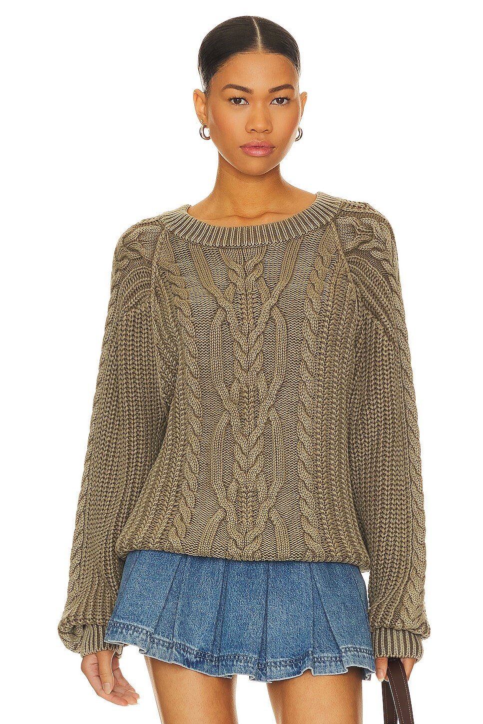 

Свитер Free People Frankie Cable, цвет Olive Stone