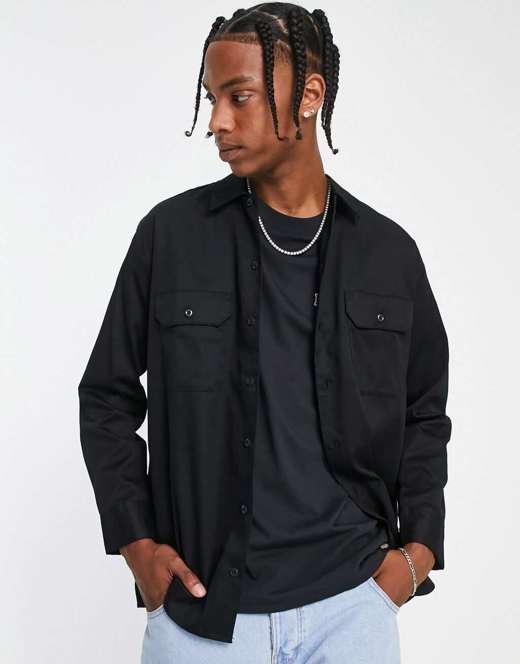 

Черная рубашка с короткими рукавами и длинными рукавами Dickies Work