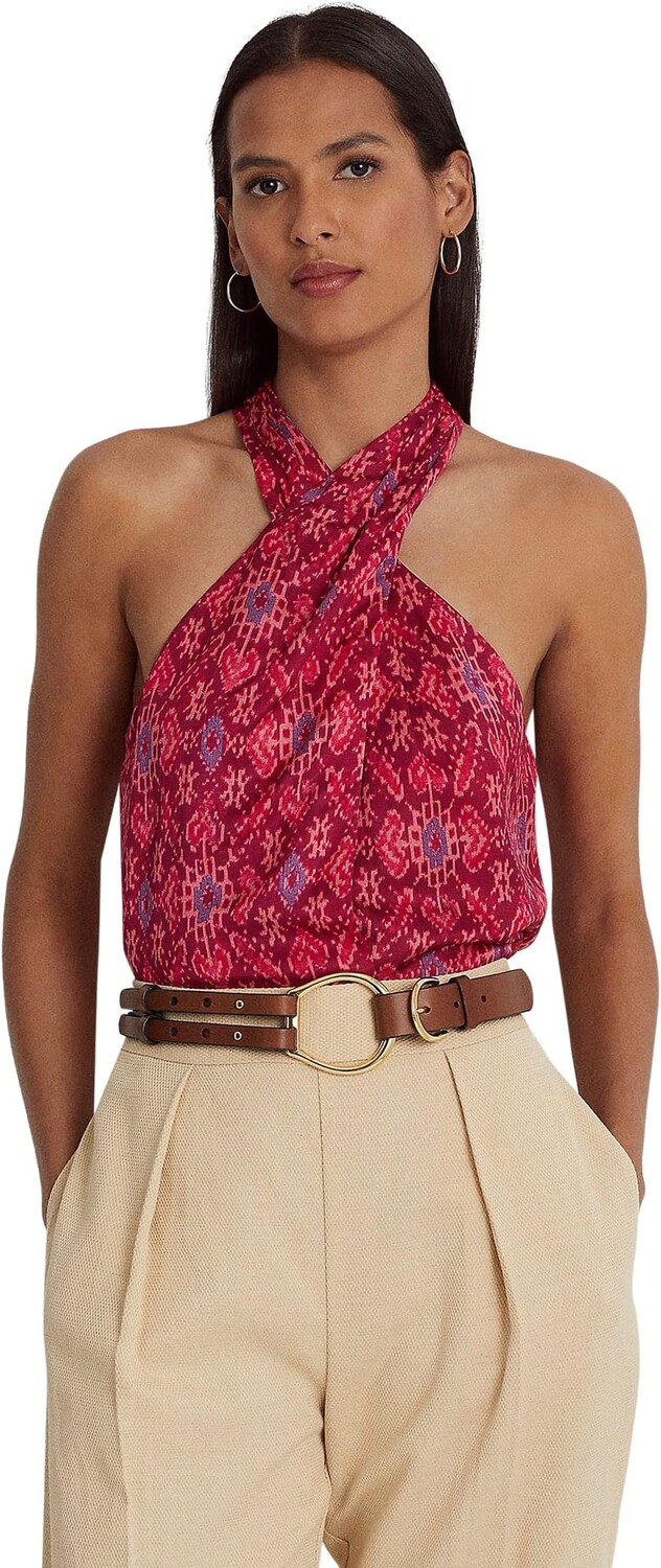

Блузка с бретелькой на бретельках из шантунга с геопринтом LAUREN Ralph Lauren, цвет Fuchsia Multi