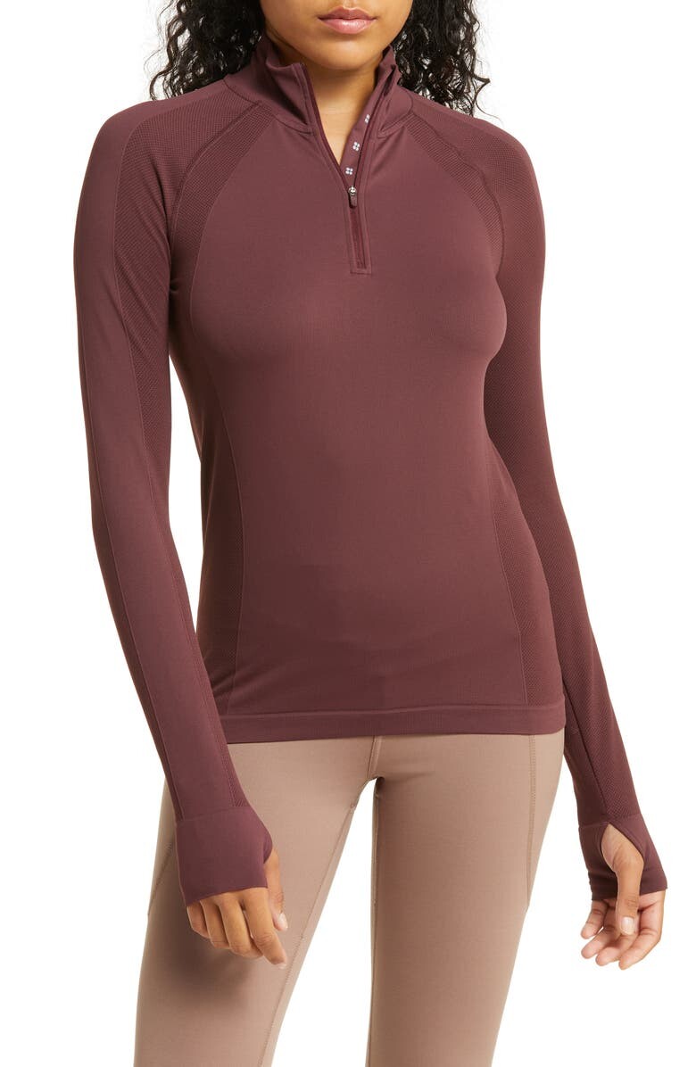 

Бесшовный топ для тренировок Athlete с молнией до половины SWEATY BETTY