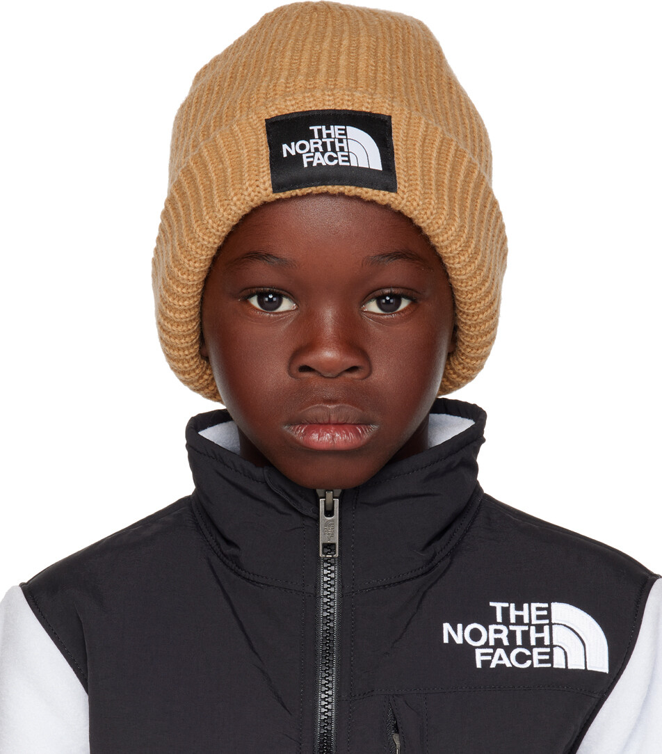 

Детская бежевая шапочка с логотипом и миндальным маслом The North Face Kids
