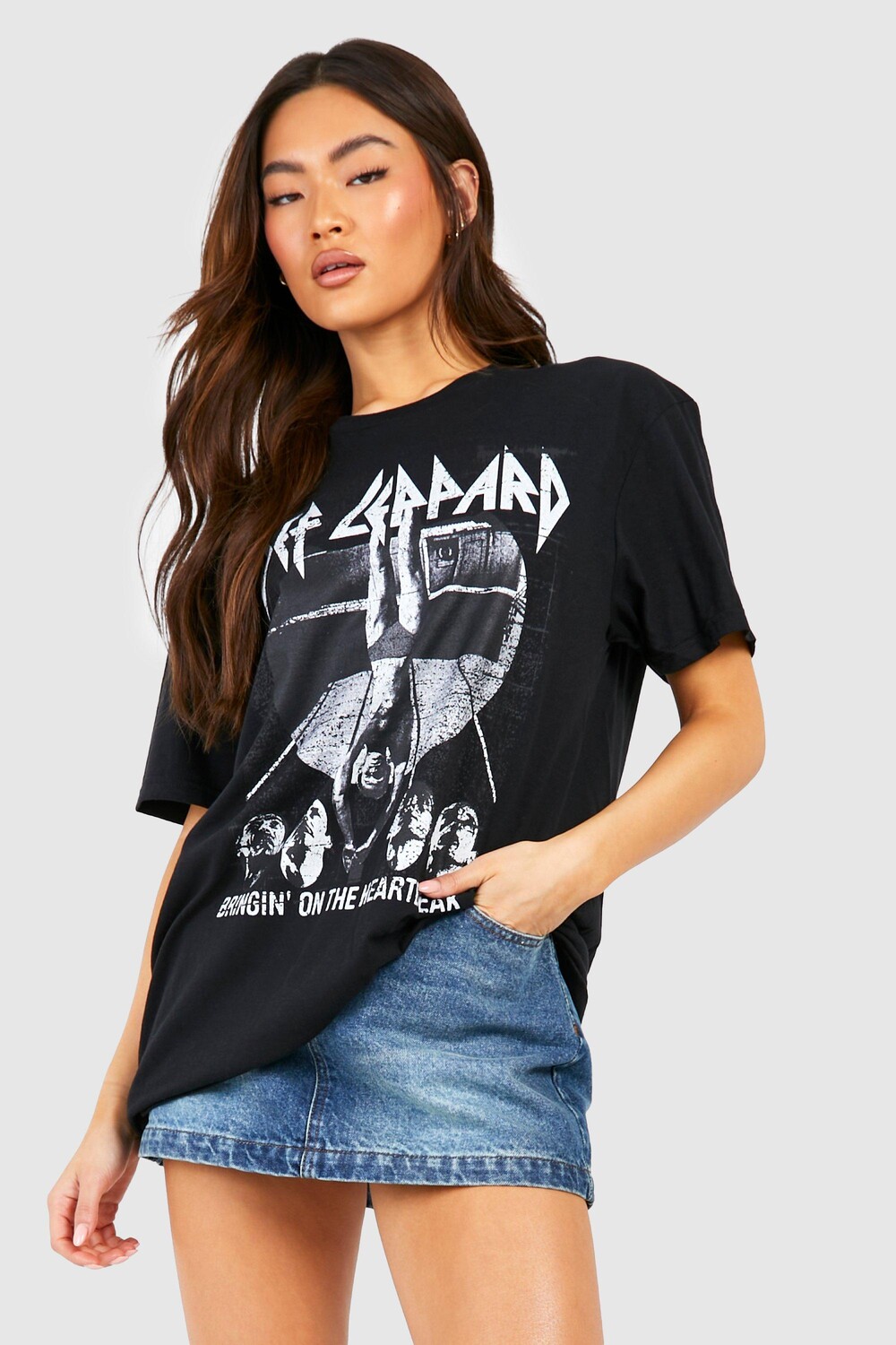 

Футболка def leppard festival band Boohoo, черный