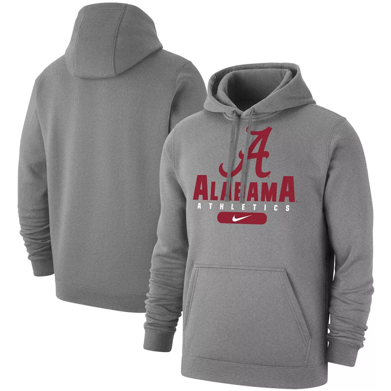 

Мужской флисовый пуловер с капюшоном темно-серого цвета Alabama Crimson Tide Big & Tall Club Stack Nike