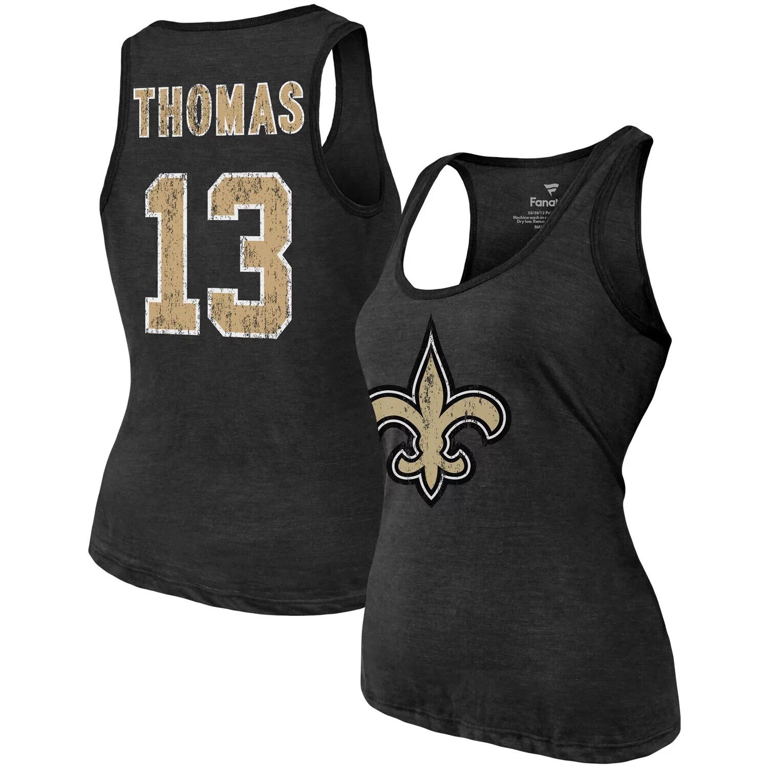 

Женская черная майка с принтом Fanatics New Orleans Saints из трехслойной смеси с именем и номером Majestic, Черный