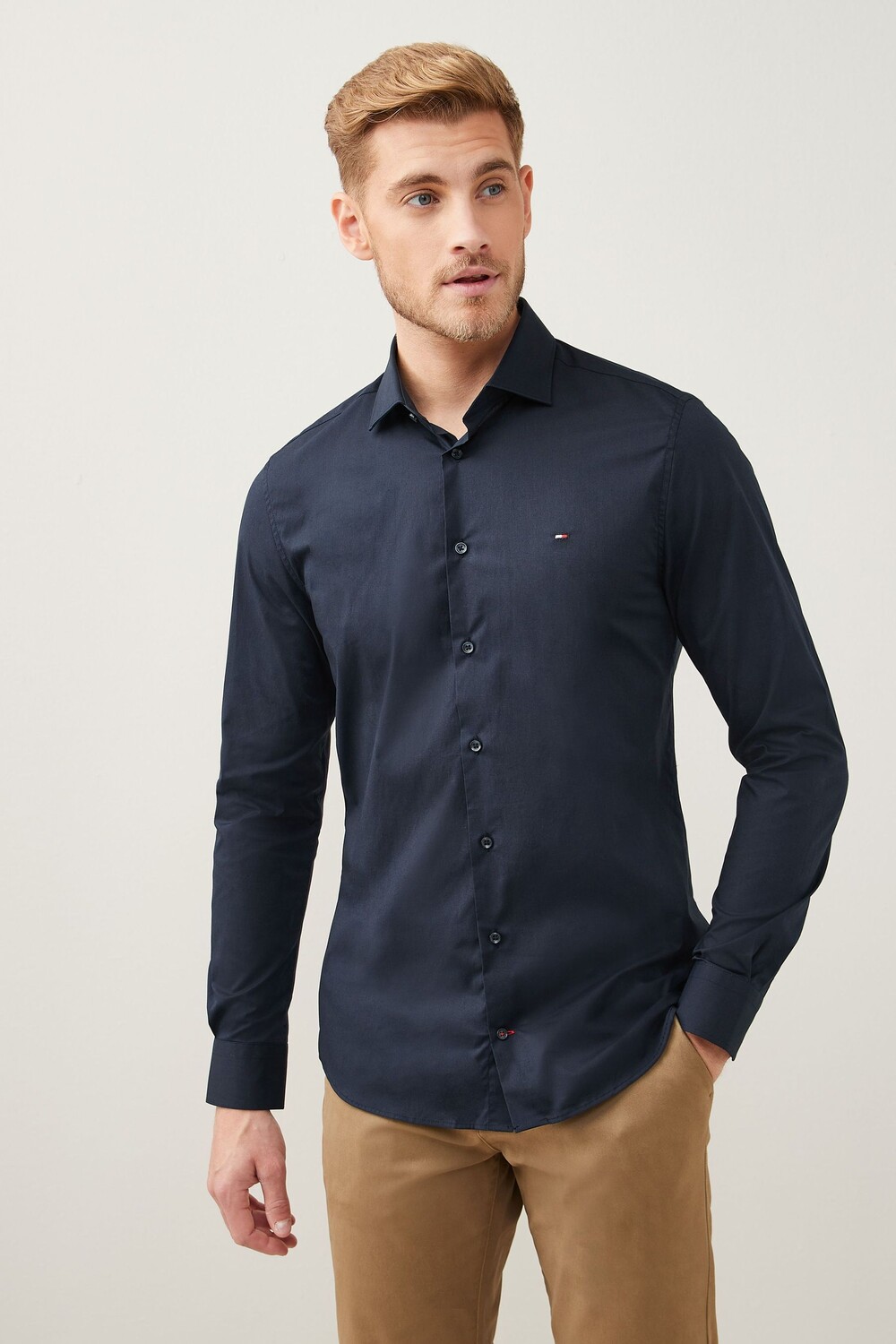 

Рубашка из поплина Slim fit Blue Core Flex Tommy Hilfiger, синий