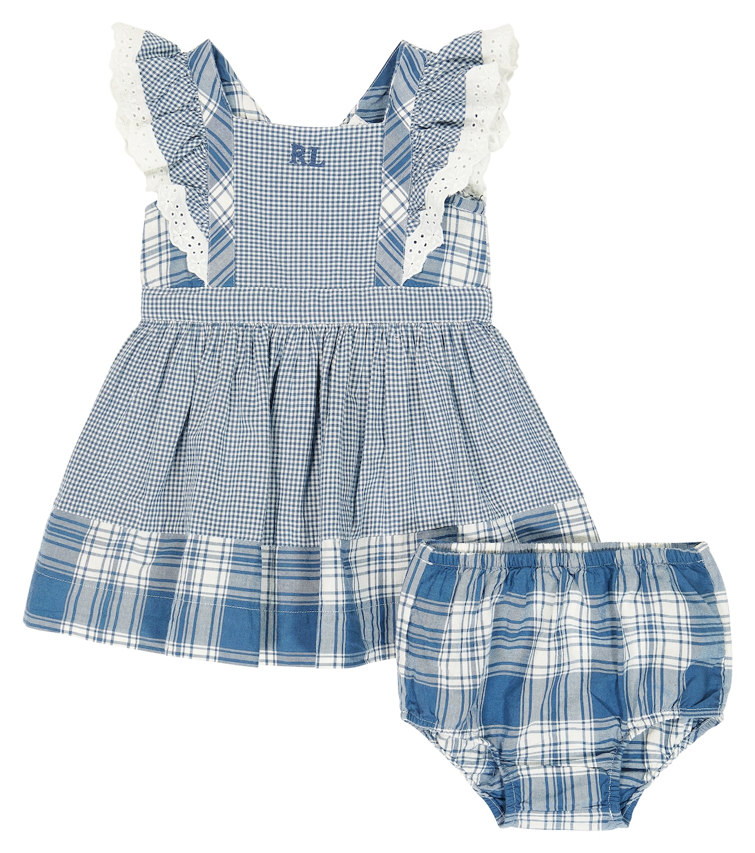 цена Детское хлопковое платье в клетку Polo Ralph Lauren Kids, синий
