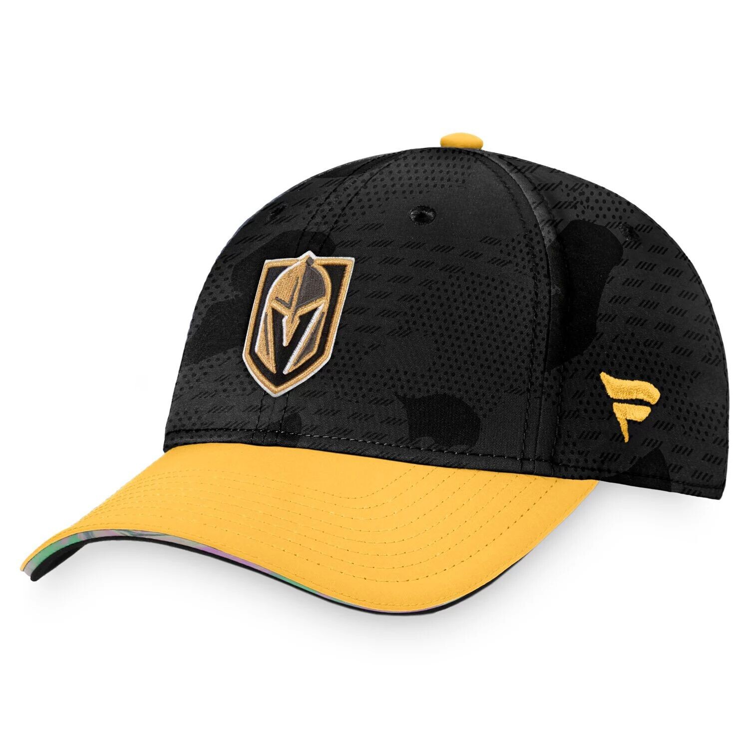

Мужская фирменная черная/золотая шапка Fanatics Vegas Golden Knights Authentic Pro для раздевалки с гибкой кепкой