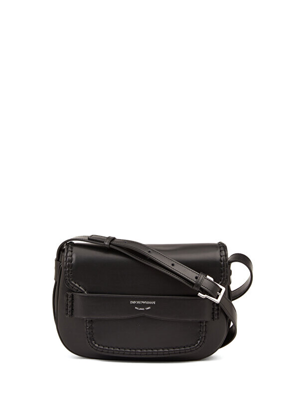 

Женская кожаная сумка с черным логотипом Emporio Armani