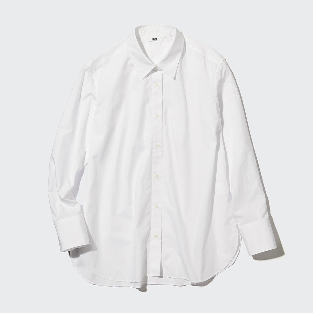 

Рубашка Uniqlo хлопковая с длинными рукавами, белый
