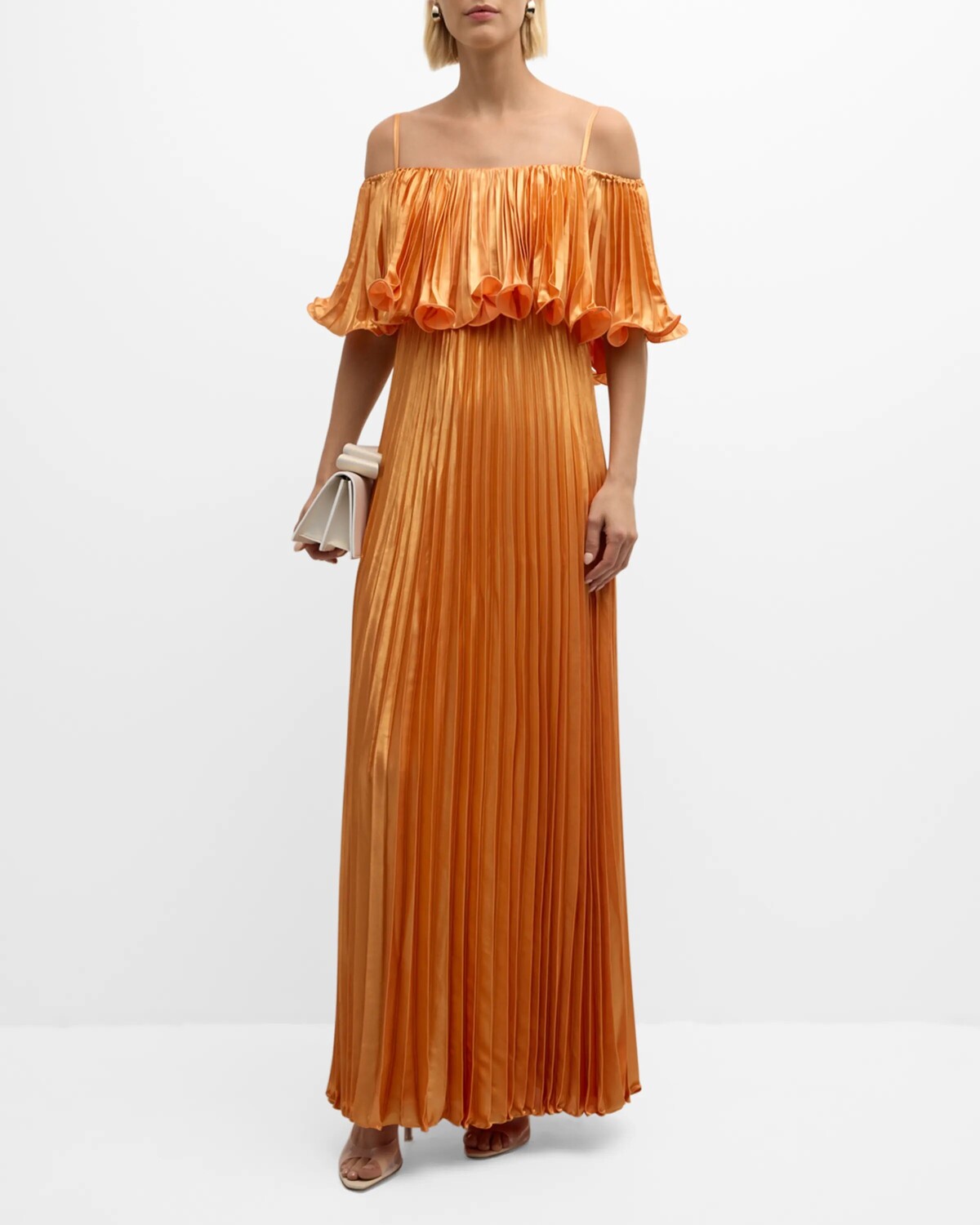 

Nikita Плиссированное платье металлик с открытыми плечами Ungaro, цвет Yam