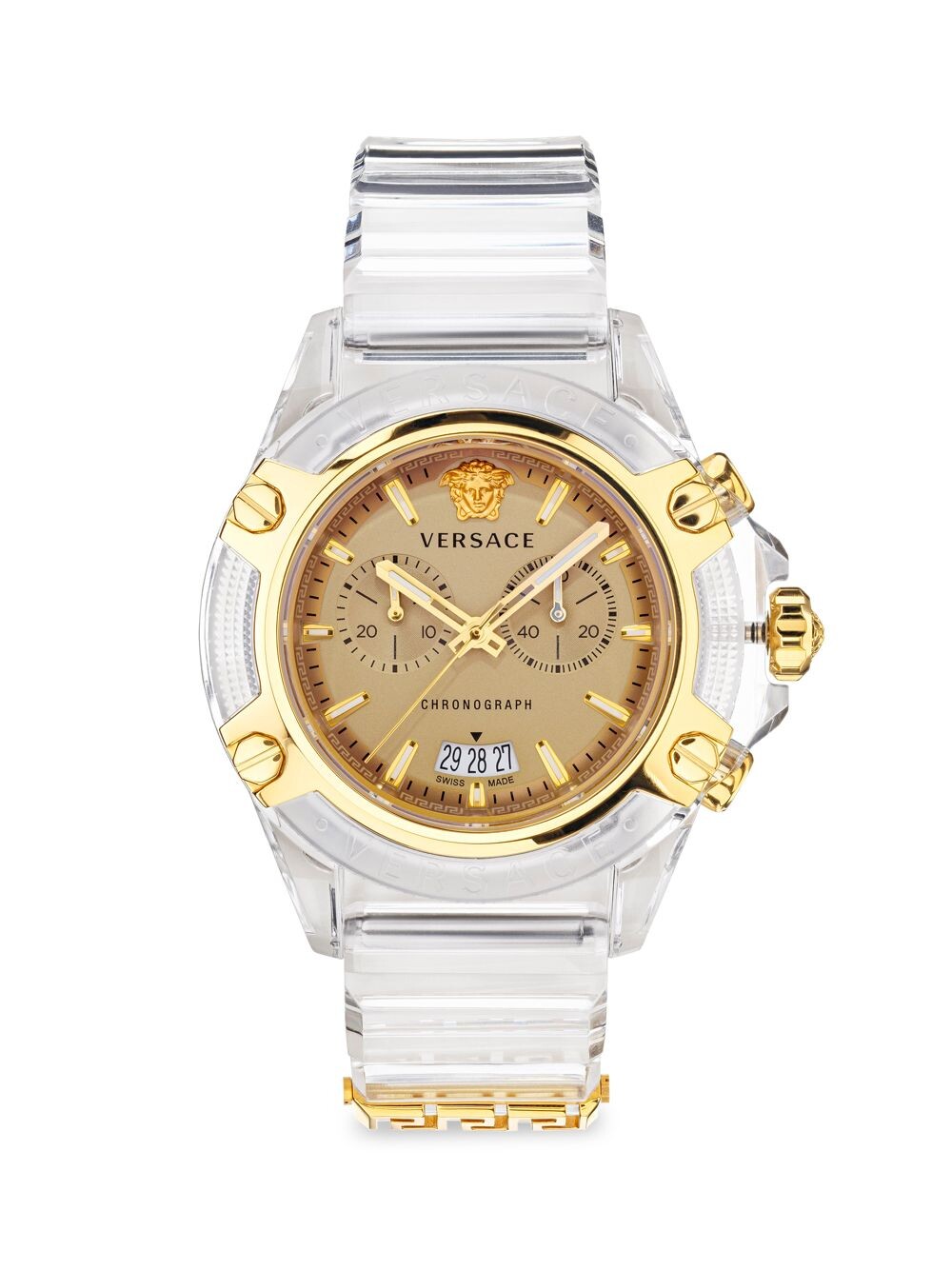 

Icon Active Часы с хронографом на силиконовом ремешке Versace, золотой
