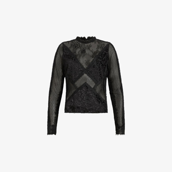 

Топ Mila из сетки с леопардовым принтом Allsaints, черный