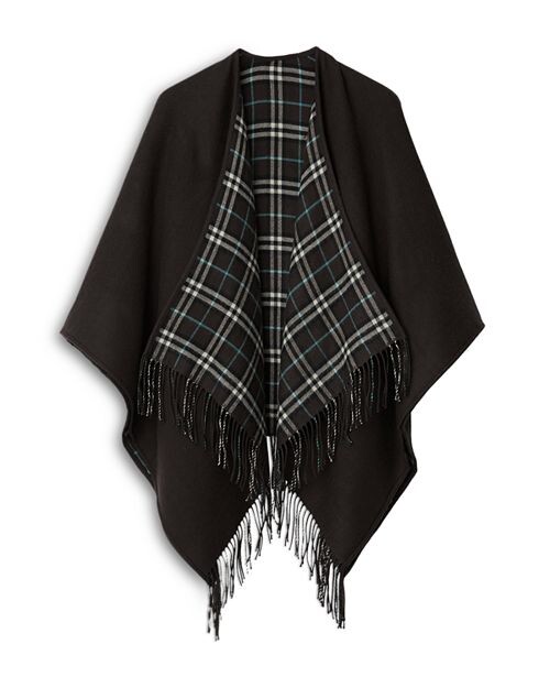 

Двусторонняя шерстяная накидка в клетку Burberry, цвет Blue