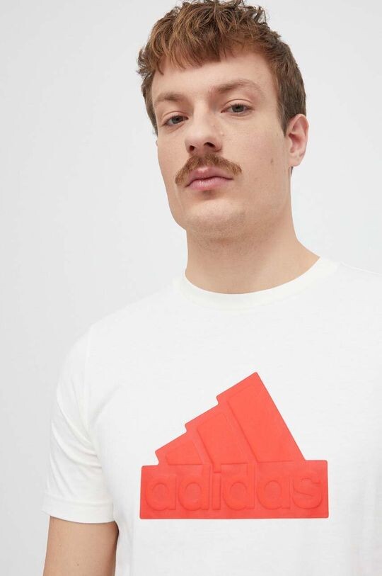 

Хлопковая футболка adidas, бежевый