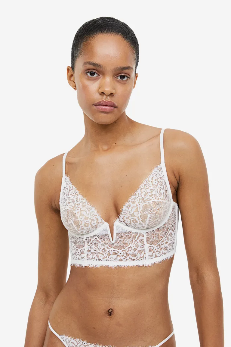 

Кружевное бюстье без подкладки H&M, белый