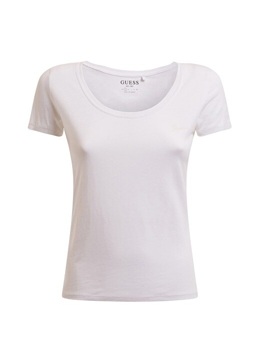 

Белая женская футболка с круглым вырезом Guess