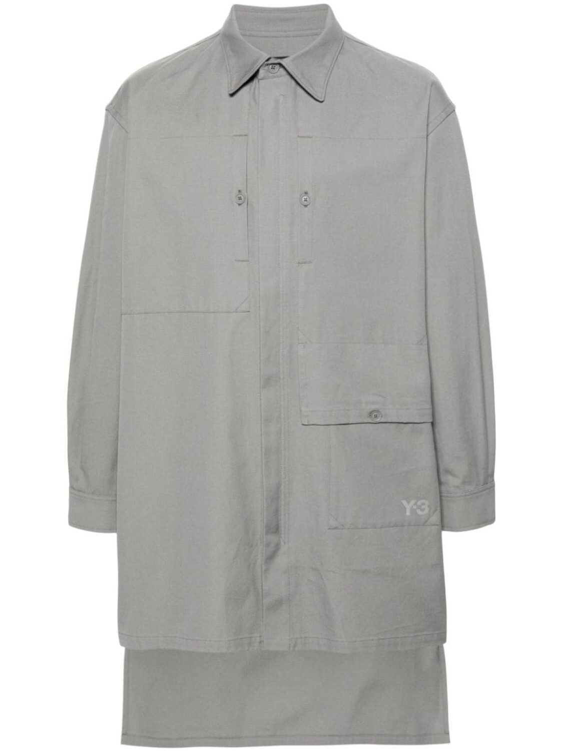 

Y-3 однобортное пальто Workwear, серый