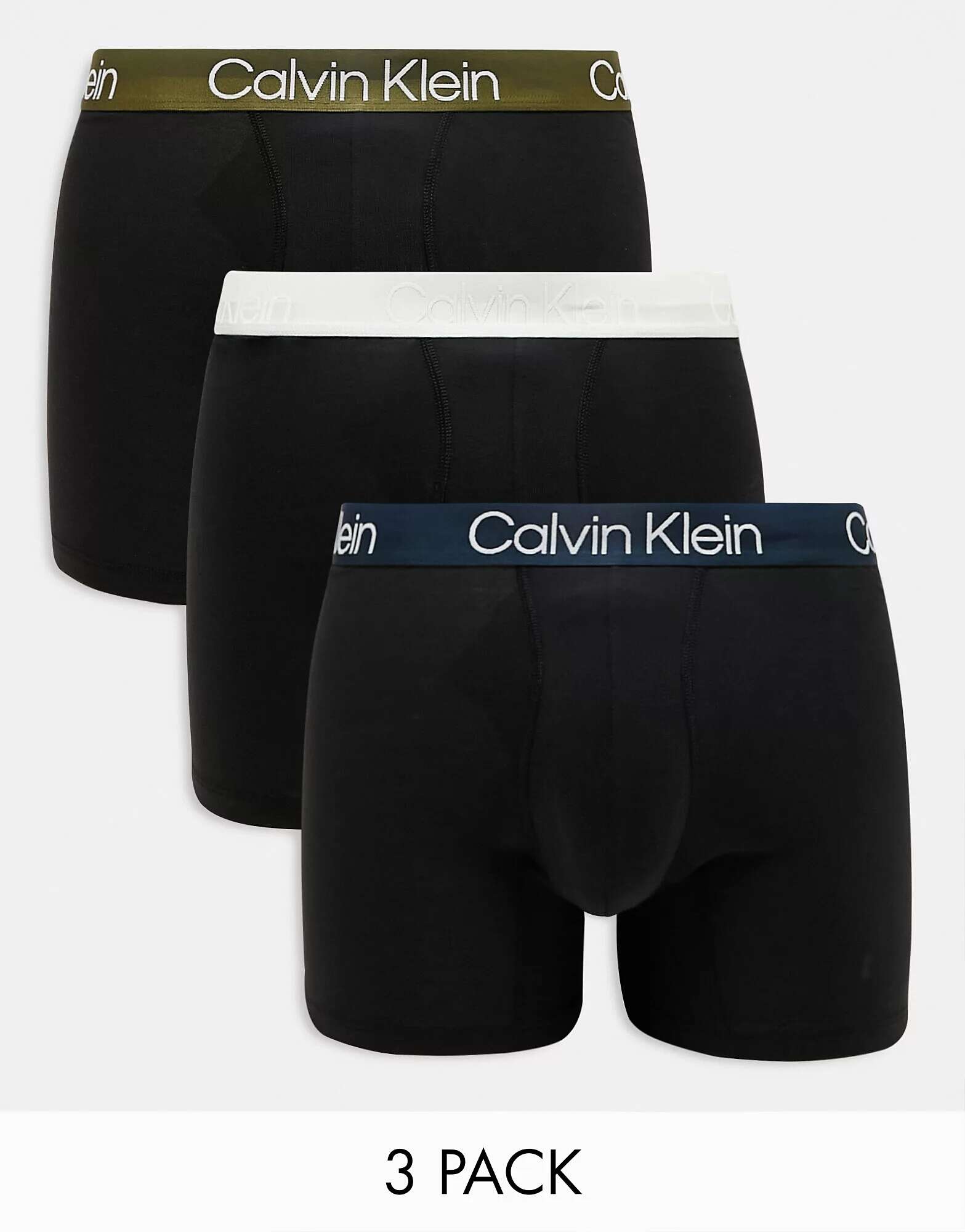 Черные трусы-боксеры из трех штук с цветным поясом Calvin Klein монтировка набор из трех штук черные