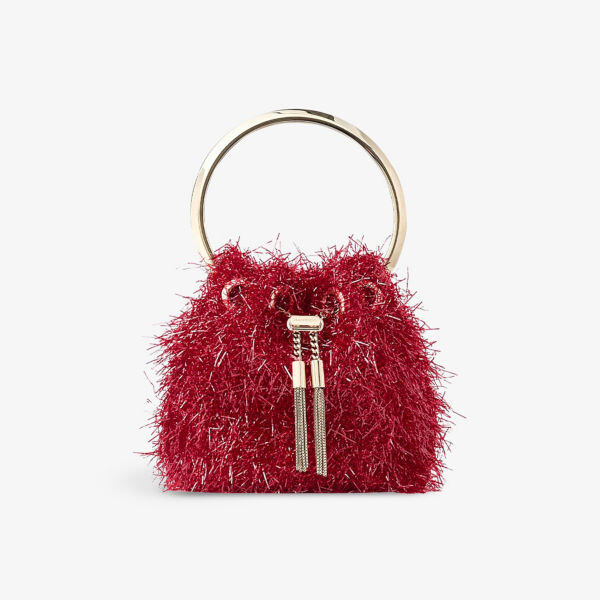 

Сумка Bon bon с верхней ручкой, украшенная микро-мишурой Jimmy Choo, красный