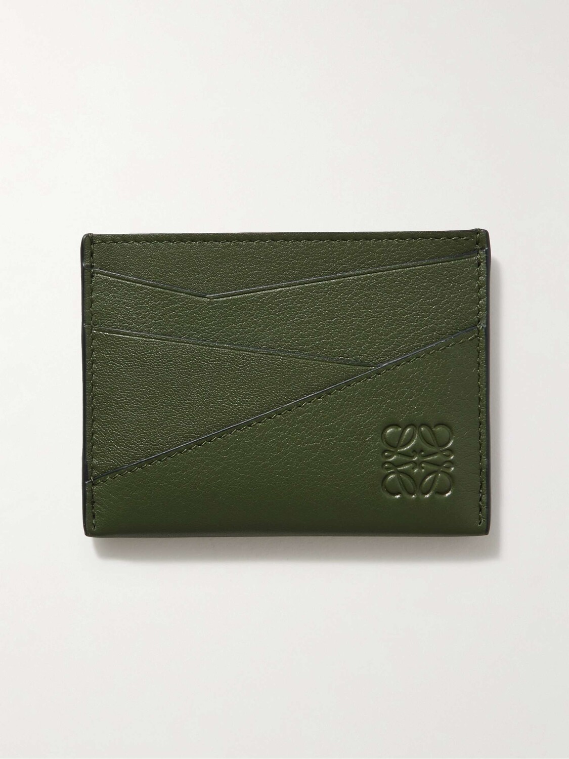

Кожаный картхолдер с тисненым логотипом Puzzle LOEWE, зеленый