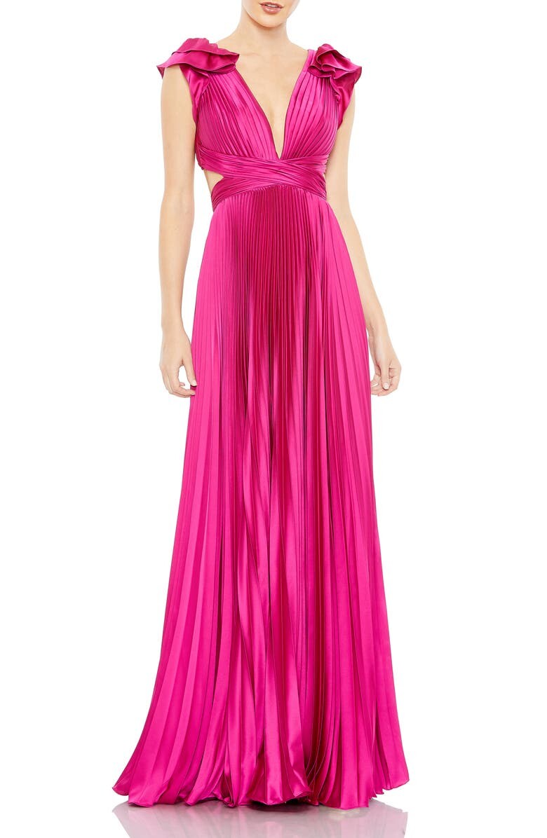 

Плиссированное платье трапециевидной формы с глубоким вырезом IEENA FOR MAC DUGGAL