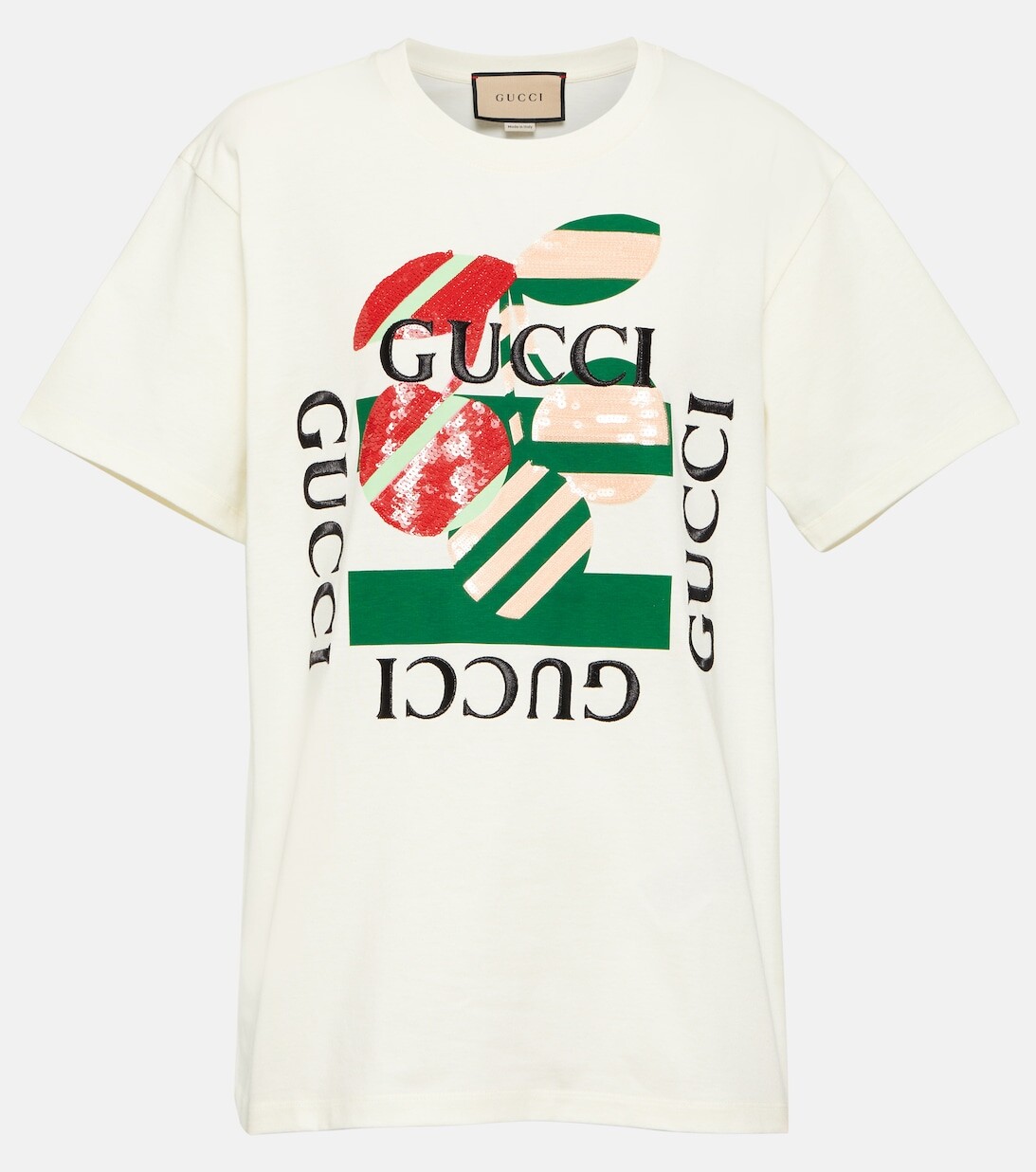 

Футболка из хлопкового джерси с принтом GUCCI, розовый