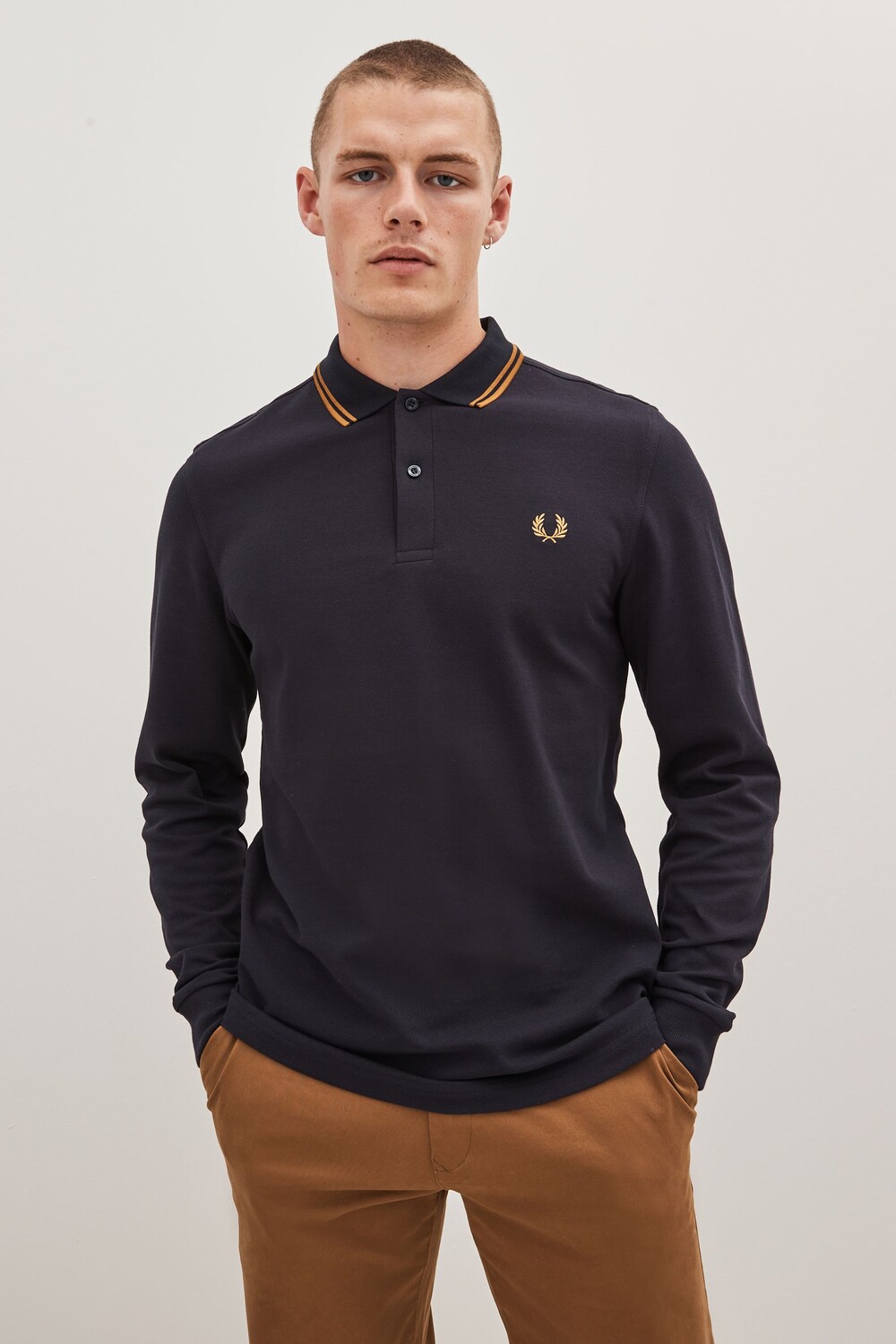 

Мужская рубашка-поло с двойными полосками Fred Perry, синий