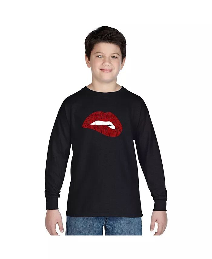 

Футболка с длинным рукавом Word Art для мальчиков — Savage Lips La Pop Art, черный