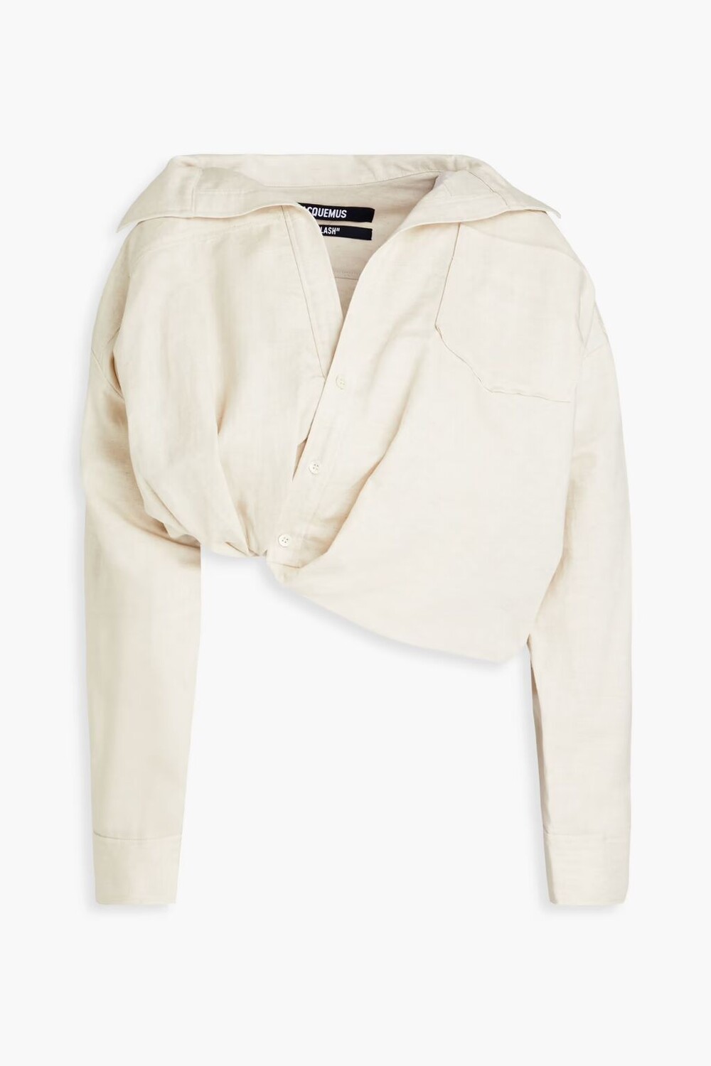 

Mejean асимметричная укороченная рубашка из хлопка и льна Jacquemus, бежевый
