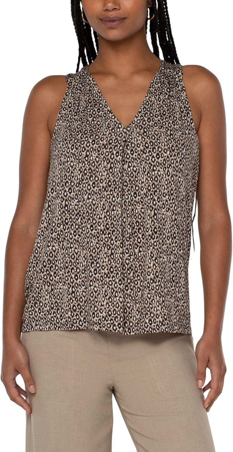 

Плиссированный вязаный топ без рукавов спереди из модала Liverpool Los Angeles, цвет Taupe Mini Cheetah Print