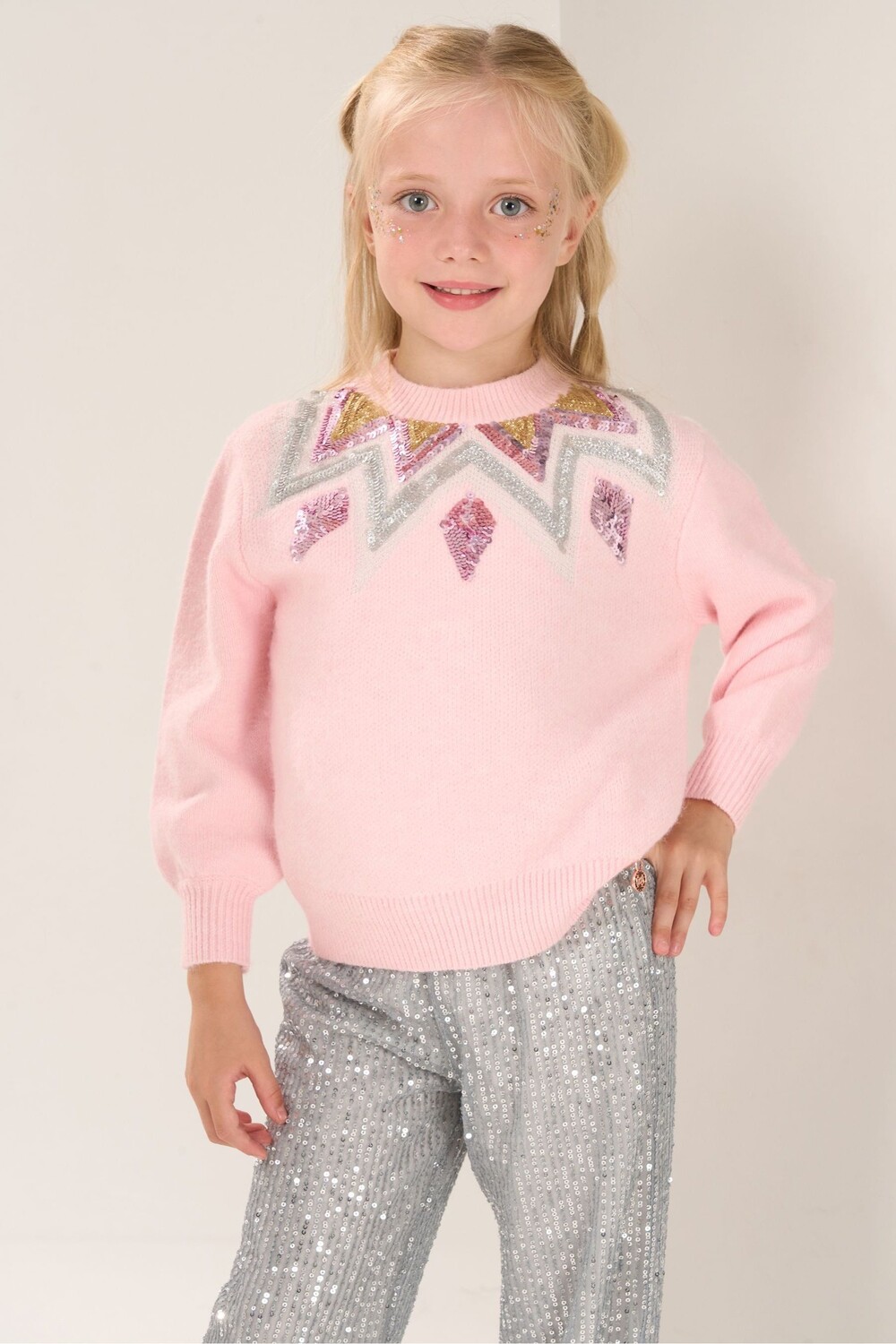 

Джемпер Fairisle с пайетками Sophie Angel & Rocket, розовый