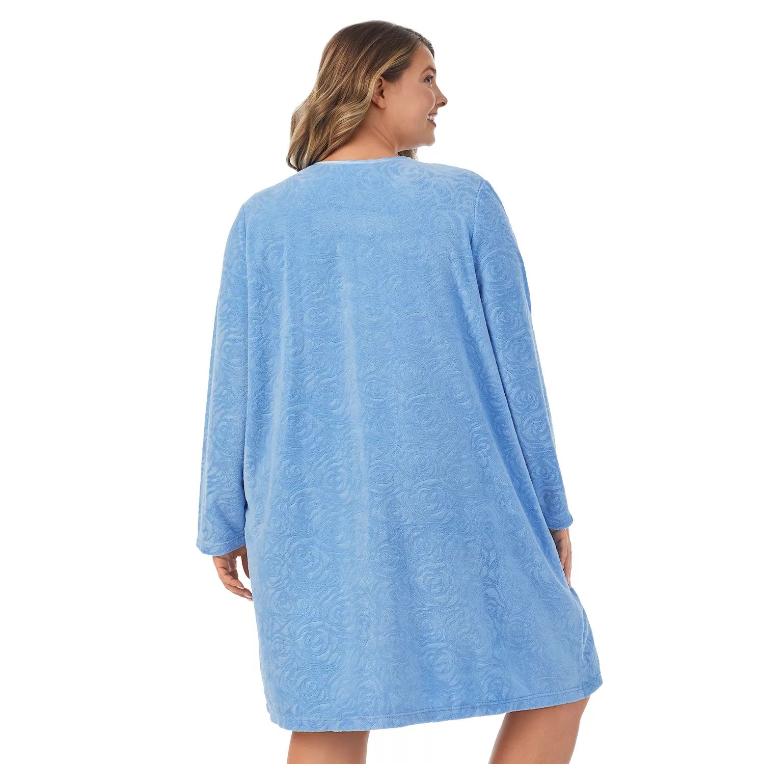 Винтажный махровый халат Stan Herman с тиснением на молнии спереди больших размеров Stan Herman, светло-синий