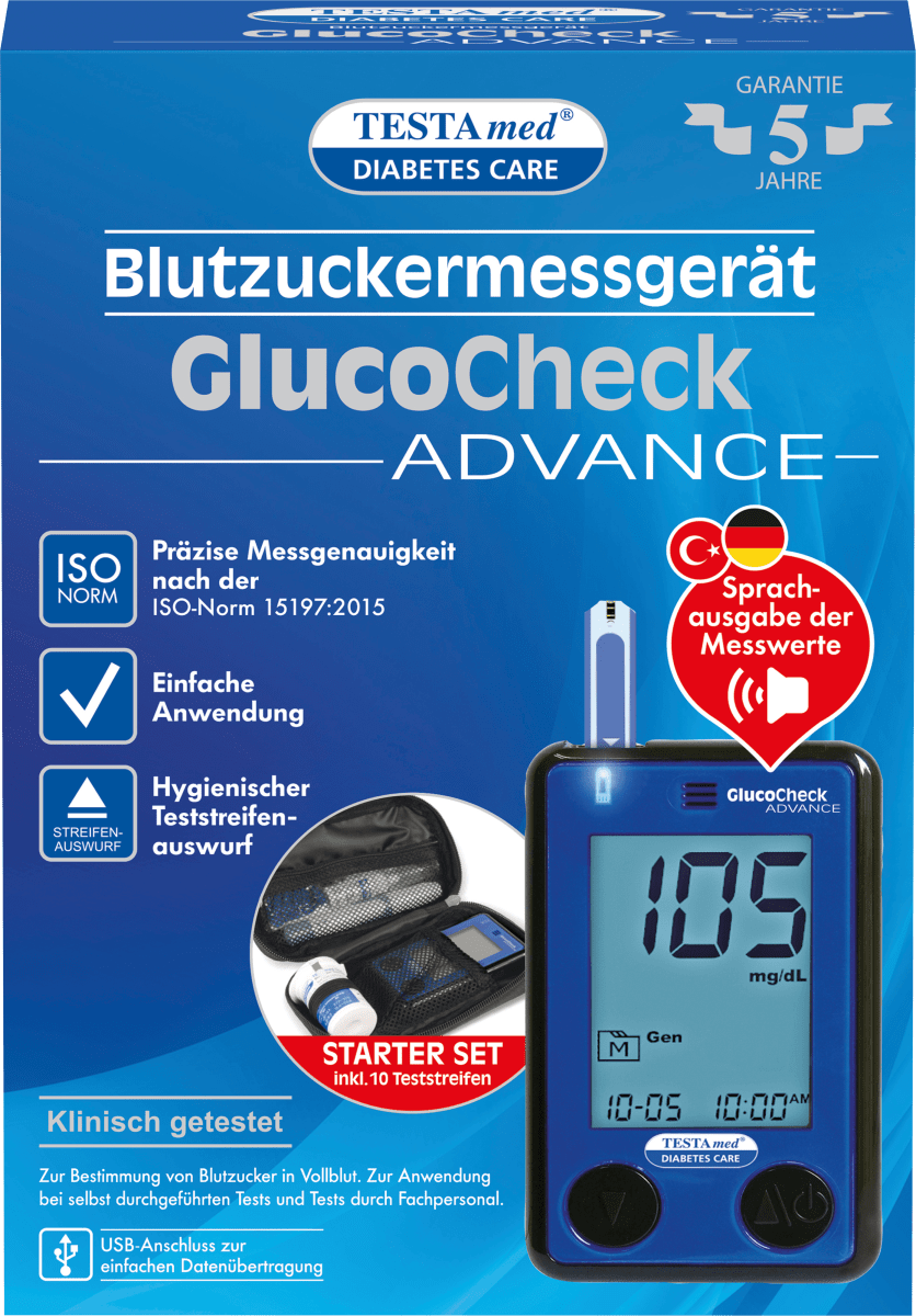 Глюкометр GlucoCheck ADVANCE с голосовым выводом 1 шт. Testa med
