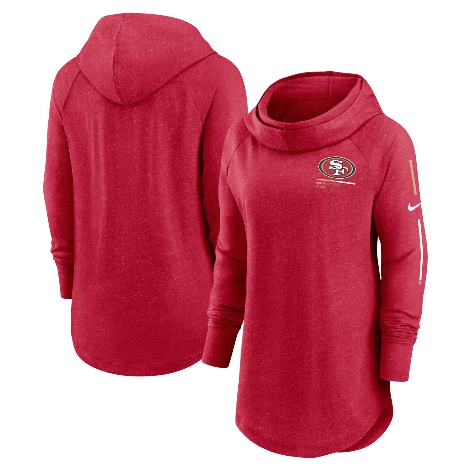 

Женский пуловер с капюшоном Nike Scarlet San Francisco 49ers Minimal State реглан с воротником-воронкой Nike