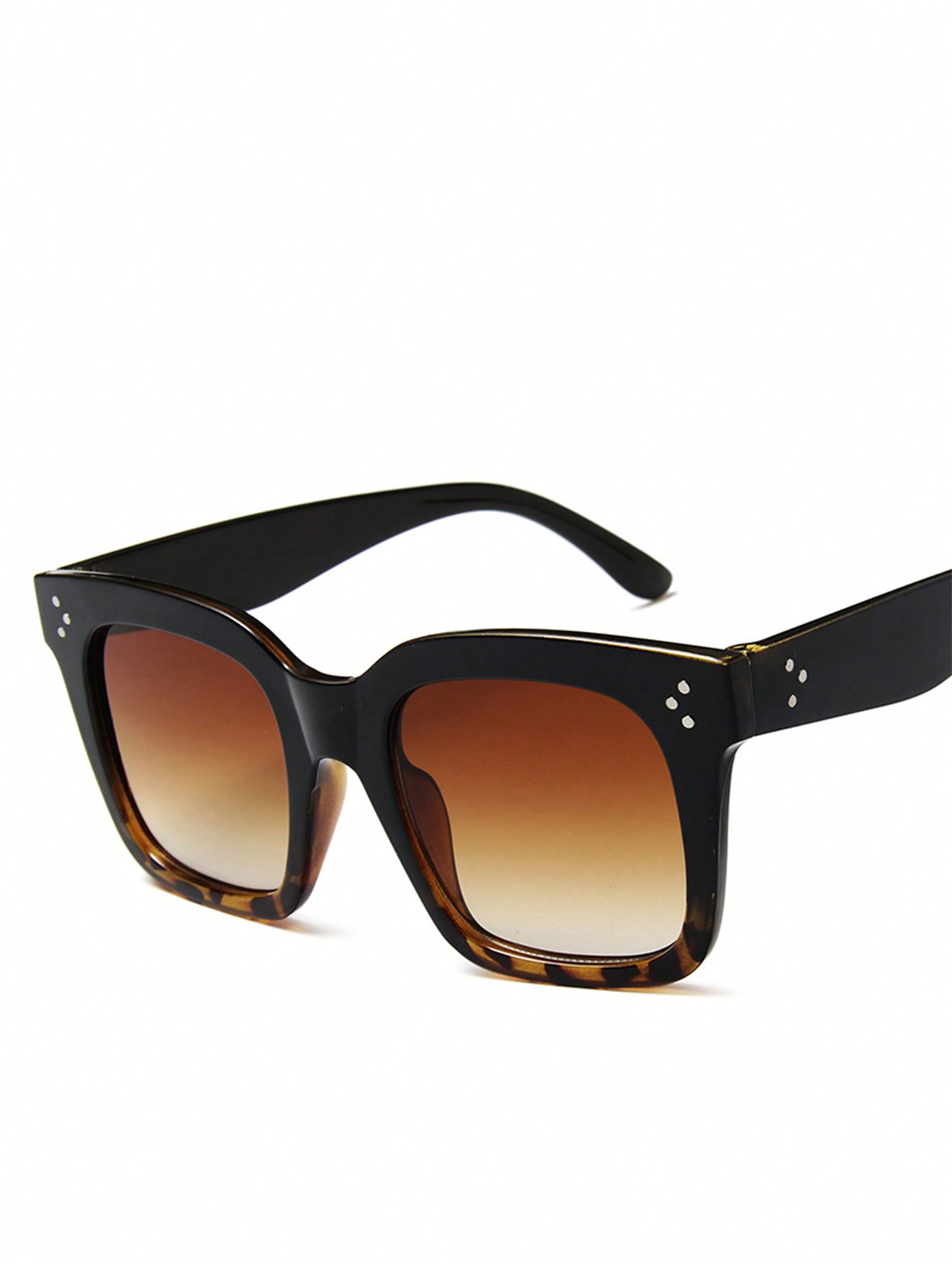 1шт Черные модные солнцезащитные очки в квадратной оправе с цветными зеркальными линзами модные модные очки в квадратной оправе с тонированными линзами