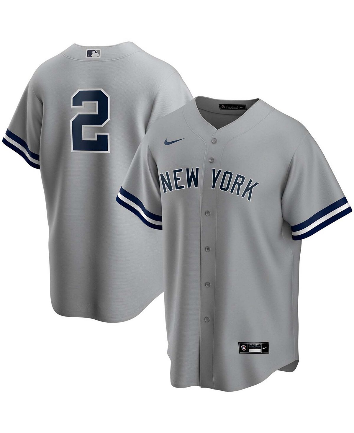 

Мужская футболка с изображением Дерека Джетера серого цвета New York Yankees Road Replica Player Nike, Серый