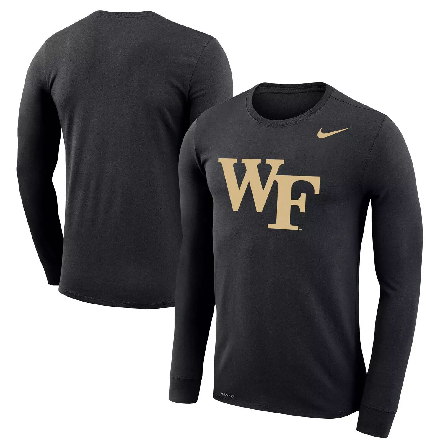 

Мужская черная футболка с длинным рукавом и логотипом школы Wake Forest Demon Deacons Legend Performance Nike