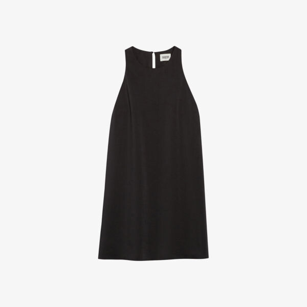 

Атласное мини-платье мини с круглым вырезом и поясом Claudie Pierlot, цвет noir / gris