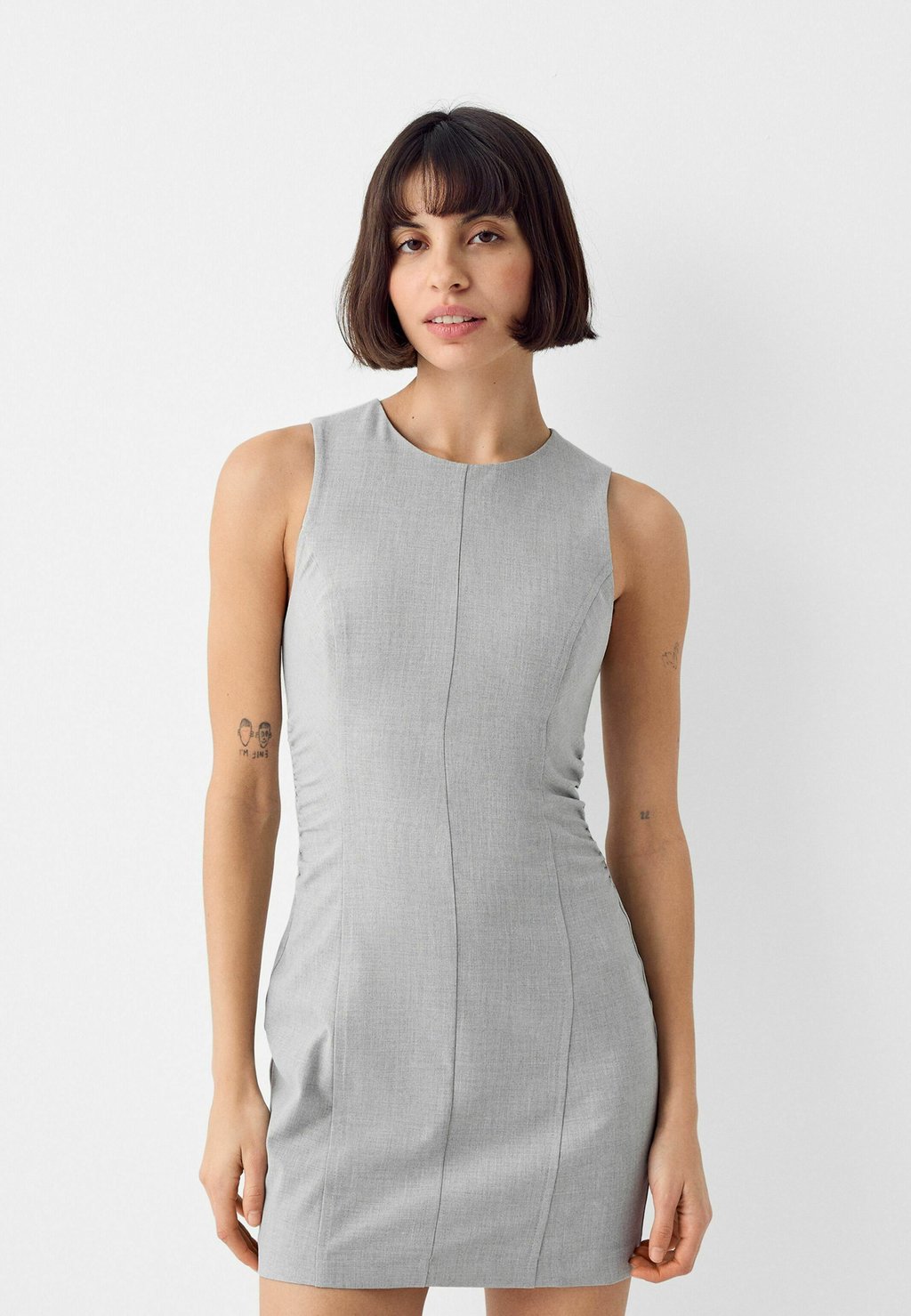 Платье-футляр Sleeveless Tailored Fitted Bershka, цвет mottled grey