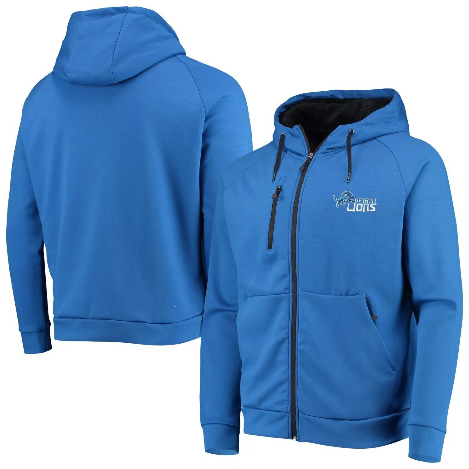 

Мужская толстовка реглан с молнией во всю длину Dunbrooke Blue Detroit Lions Shag Tri-Blend