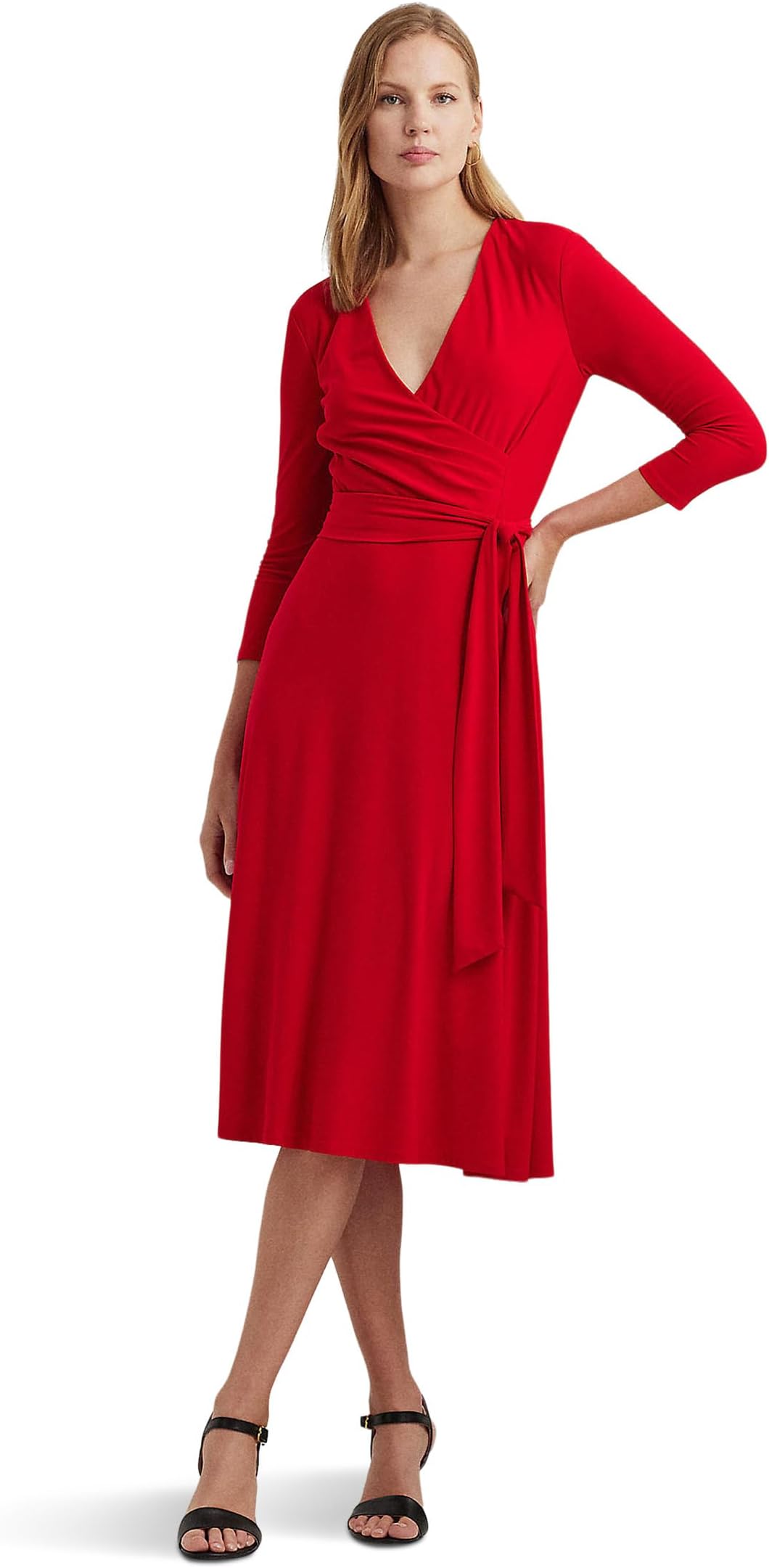 Платье из джерси Surplice LAUREN Ralph Lauren, цвет Martin Red