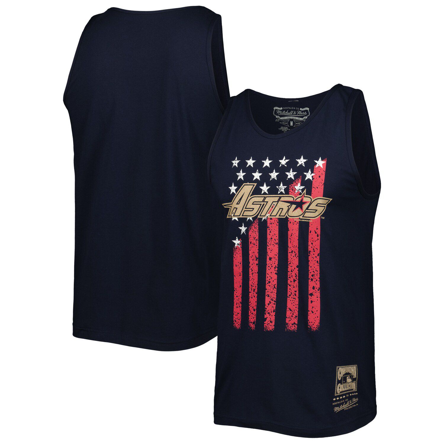 Мужская темно-синяя майка Mitchell & Ness Houston Astros Cooperstown Collection Stars and Stripes