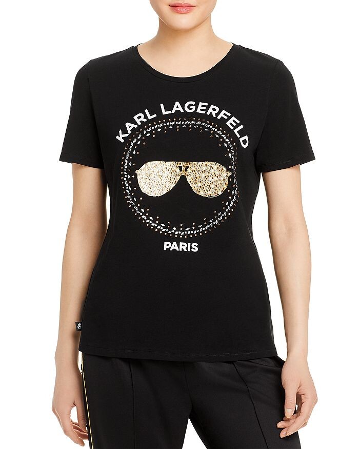 

Футболка с рисунком солнцезащитных очков KARL LAGERFELD PARIS, Черный