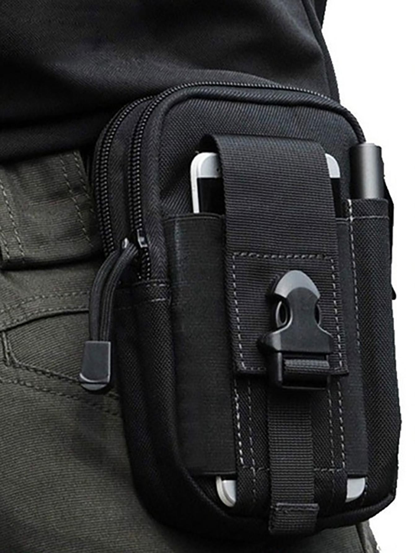 Поясная сумка с пряжкой и декором, черный tactical vest quick release buckle slider tactical vest buckle molle strip module strip plastic buckle hinge