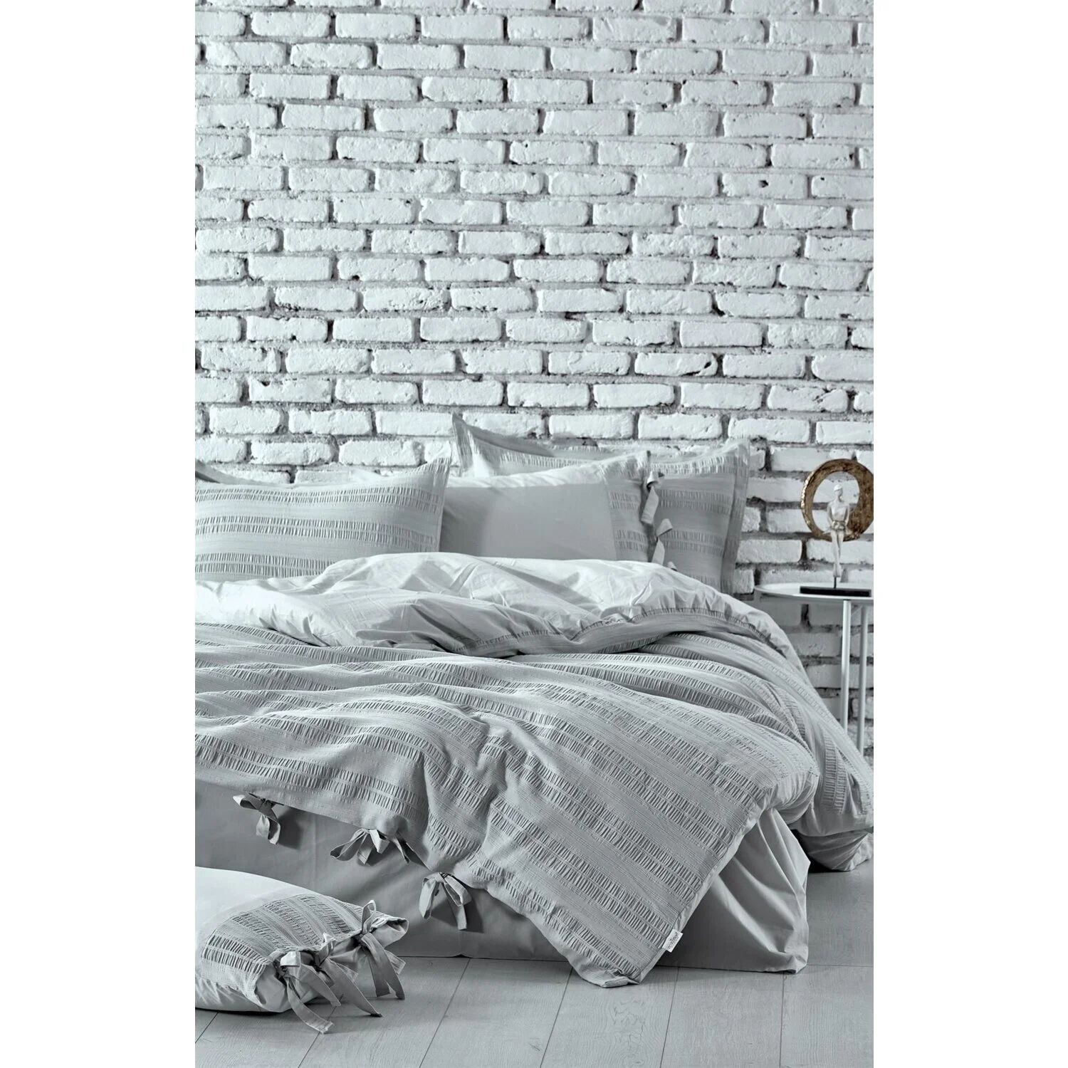 

Комплект постельного белья Ecocotton Miha, 100 % органический хлопок, лайкра, серый, 200X220 см