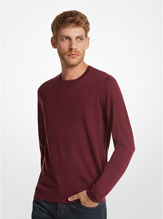 

Свитер из мериносовой шерсти Michael Kors Mens, бордовый, Красный, Свитер из мериносовой шерсти Michael Kors Mens, бордовый